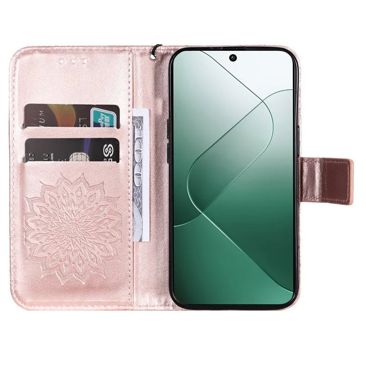 KT Imprinting Flower Series-1 For Xiaomi 14 Case Imprint Leather Wallet Stand Phone Cover