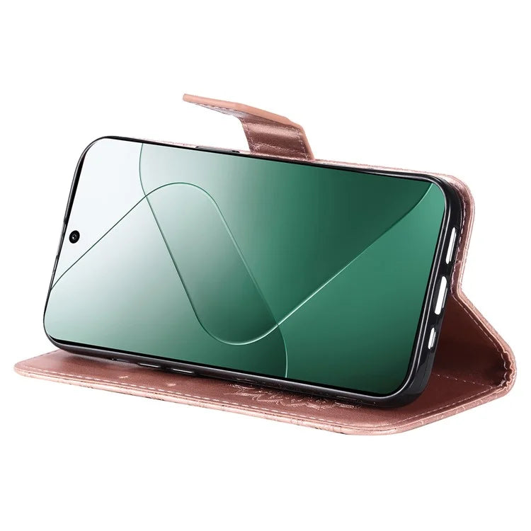 KT Imprinting Flower Series-1 For Xiaomi 14 Case Imprint Leather Wallet Stand Phone Cover