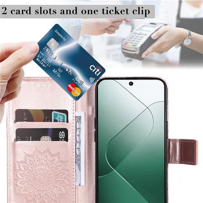 KT Imprinting Flower Series-1 For Xiaomi 14 Case Imprint Leather Wallet Stand Phone Cover