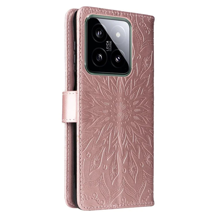 KT Imprinting Flower Series-1 For Xiaomi 14 Case Imprint Leather Wallet Stand Phone Cover