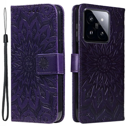KT Imprinting Flower Series-1 For Xiaomi 14 Pro Magnetic Phone Case PU Leather Wallet Protective Cover
