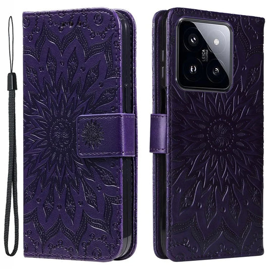 KT Imprinting Flower Series-1 For Xiaomi 14 Pro Magnetic Phone Case PU Leather Wallet Protective Cover