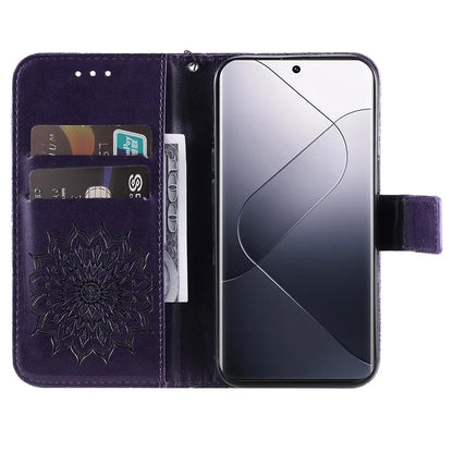 KT Imprinting Flower Series-1 For Xiaomi 14 Pro Magnetic Phone Case PU Leather Wallet Protective Cover