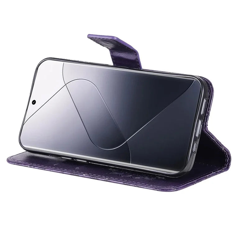 KT Imprinting Flower Series-1 For Xiaomi 14 Pro Magnetic Phone Case PU Leather Wallet Protective Cover