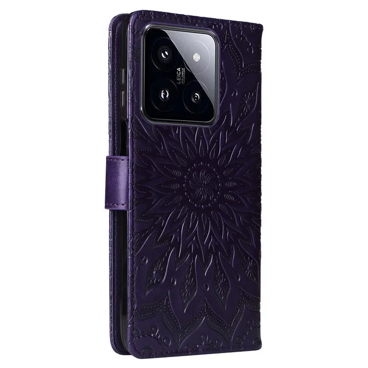 KT Imprinting Flower Series-1 For Xiaomi 14 Pro Magnetic Phone Case PU Leather Wallet Protective Cover