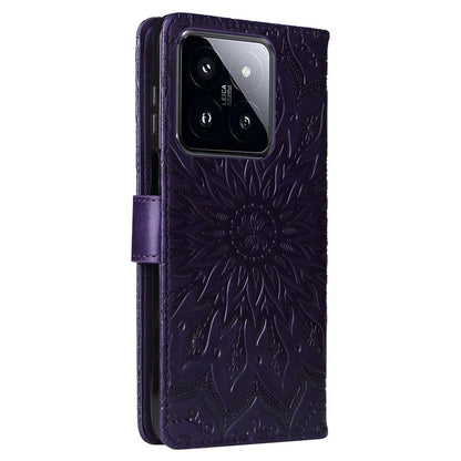 KT Imprinting Flower Series-1 For Xiaomi 14 Pro Magnetic Phone Case PU Leather Wallet Protective Cover