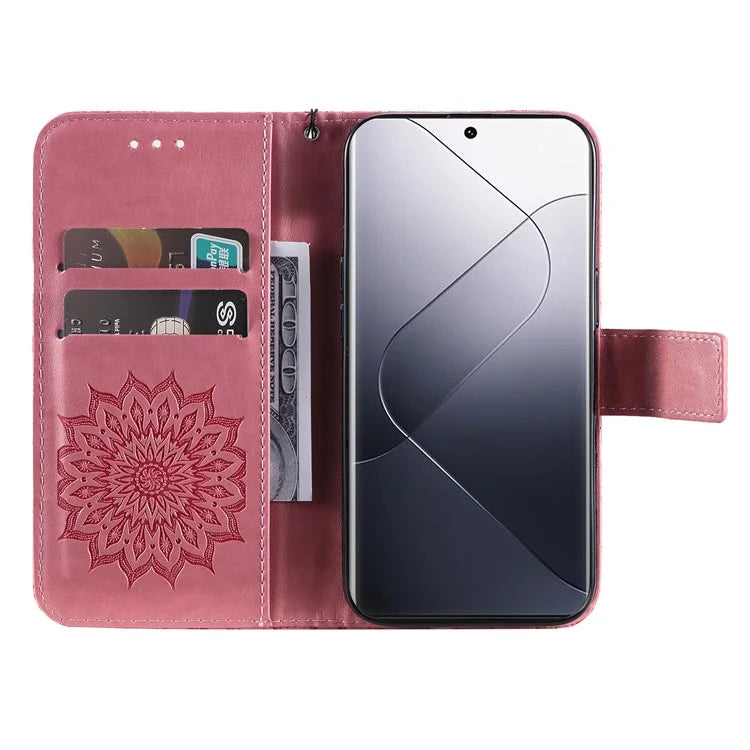 KT Imprinting Flower Series-1 For Xiaomi 14 Pro Magnetic Phone Case PU Leather Wallet Protective Cover