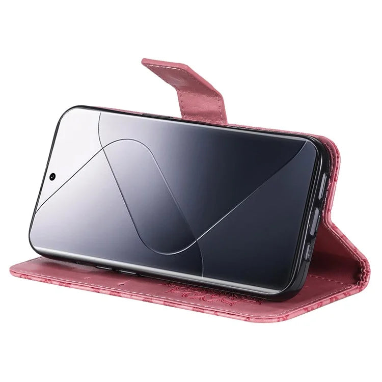 KT Imprinting Flower Series-1 For Xiaomi 14 Pro Magnetic Phone Case PU Leather Wallet Protective Cover
