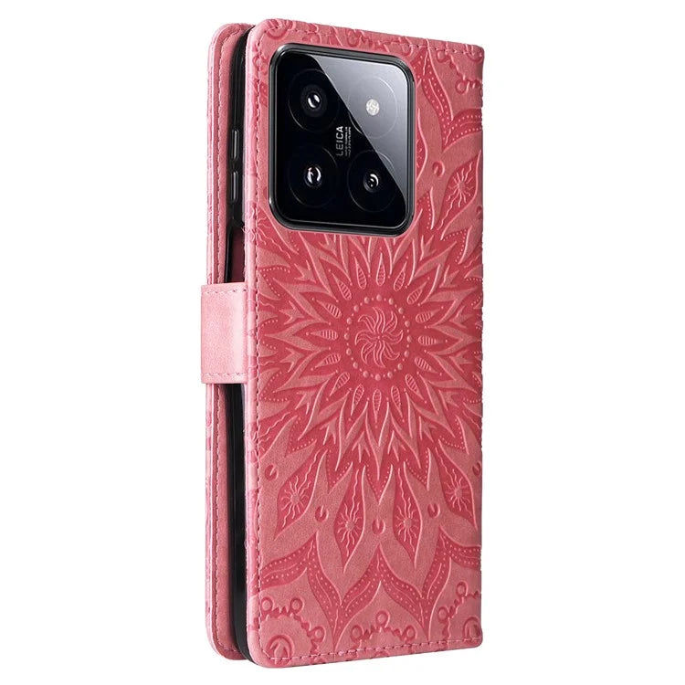 KT Imprinting Flower Series-1 For Xiaomi 14 Pro Magnetic Phone Case PU Leather Wallet Protective Cover