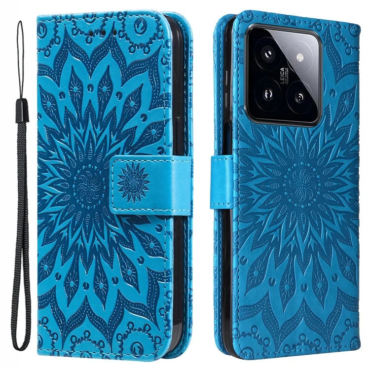 KT Imprinting Flower Series-1 For Xiaomi 14 Pro Magnetic Phone Case PU Leather Wallet Protective Cover