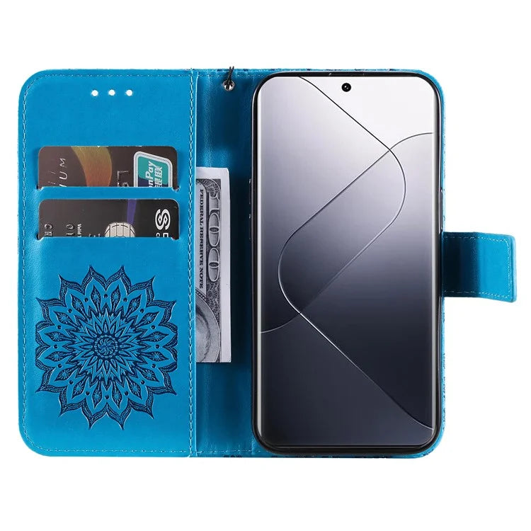 KT Imprinting Flower Series-1 For Xiaomi 14 Pro Magnetic Phone Case PU Leather Wallet Protective Cover
