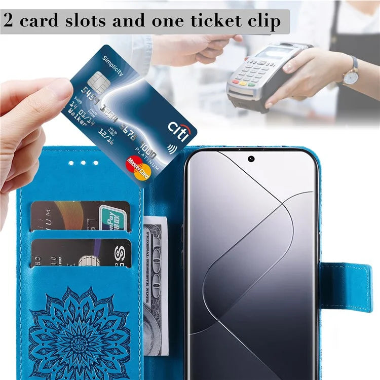 KT Imprinting Flower Series-1 For Xiaomi 14 Pro Magnetic Phone Case PU Leather Wallet Protective Cover