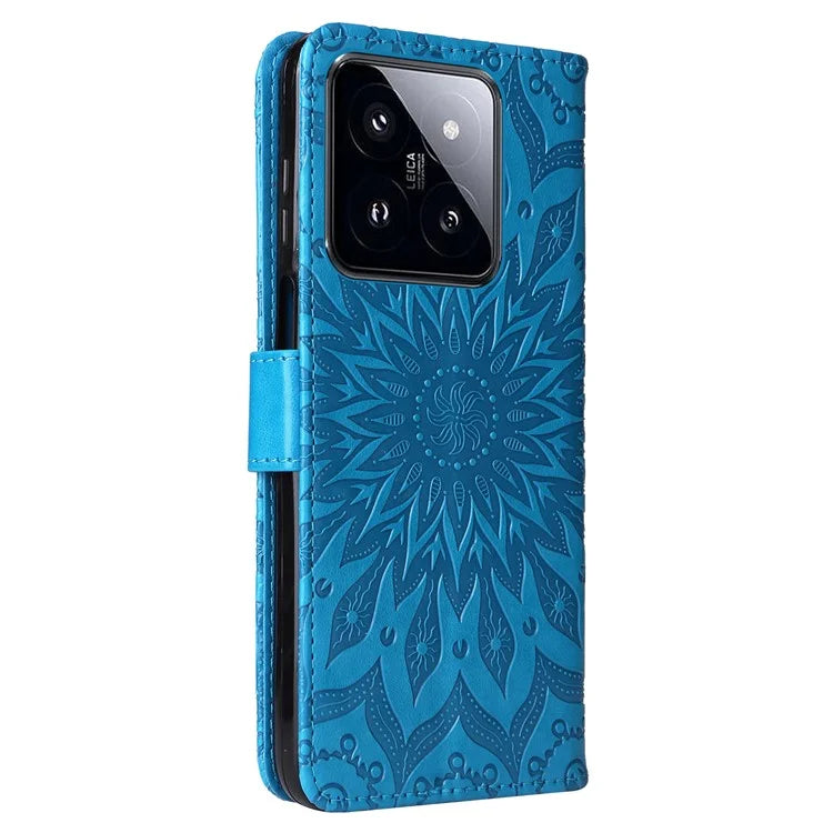 KT Imprinting Flower Series-1 For Xiaomi 14 Pro Magnetic Phone Case PU Leather Wallet Protective Cover