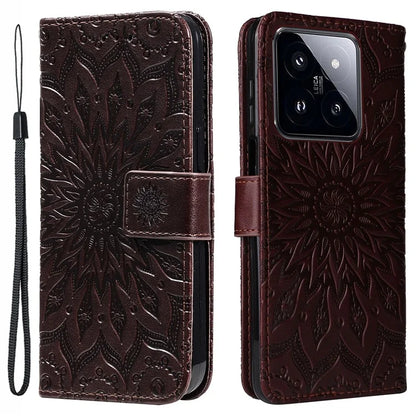 KT Imprinting Flower Series-1 For Xiaomi 14 Pro Magnetic Phone Case PU Leather Wallet Protective Cover