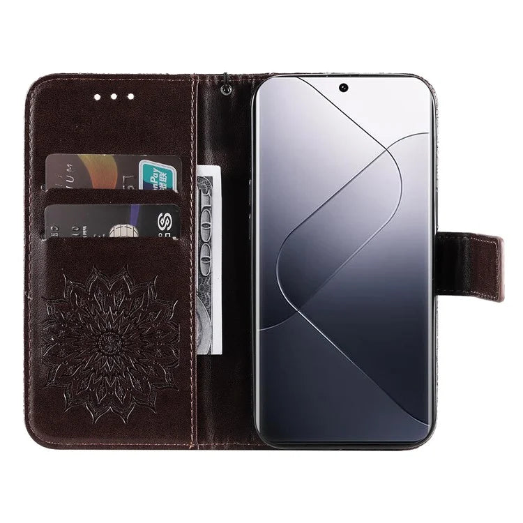 KT Imprinting Flower Series-1 For Xiaomi 14 Pro Magnetic Phone Case PU Leather Wallet Protective Cover