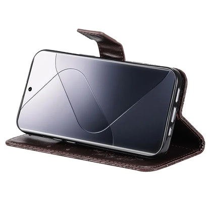 KT Imprinting Flower Series-1 For Xiaomi 14 Pro Magnetic Phone Case PU Leather Wallet Protective Cover