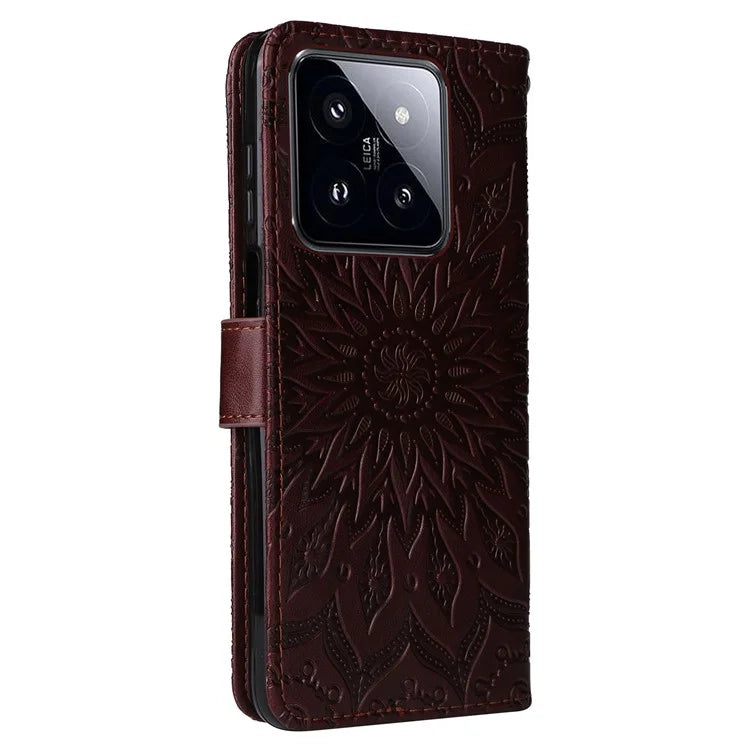 KT Imprinting Flower Series-1 For Xiaomi 14 Pro Magnetic Phone Case PU Leather Wallet Protective Cover