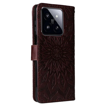 KT Imprinting Flower Series-1 For Xiaomi 14 Pro Magnetic Phone Case PU Leather Wallet Protective Cover