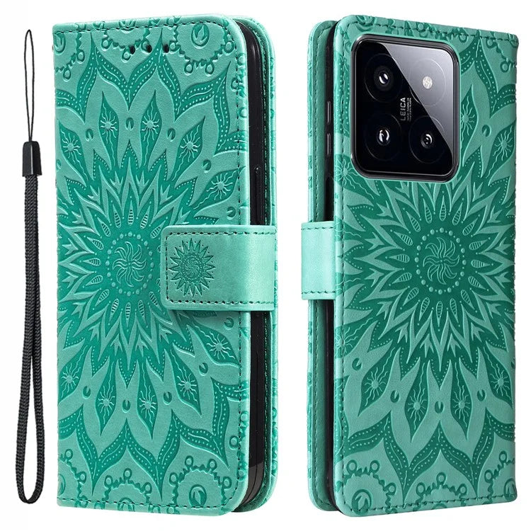 KT Imprinting Flower Series-1 For Xiaomi 14 Pro Magnetic Phone Case PU Leather Wallet Protective Cover