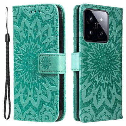 KT Imprinting Flower Series-1 For Xiaomi 14 Pro Magnetic Phone Case PU Leather Wallet Protective Cover