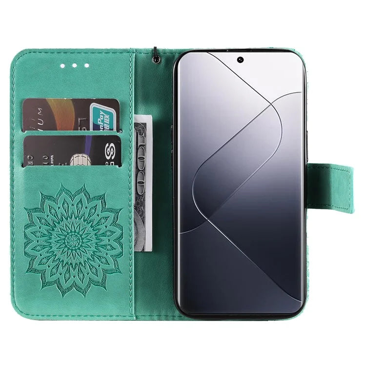 KT Imprinting Flower Series-1 For Xiaomi 14 Pro Magnetic Phone Case PU Leather Wallet Protective Cover