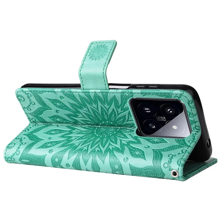 KT Imprinting Flower Series-1 For Xiaomi 14 Pro Magnetic Phone Case PU Leather Wallet Protective Cover