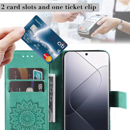 KT Imprinting Flower Series-1 For Xiaomi 14 Pro Magnetic Phone Case PU Leather Wallet Protective Cover
