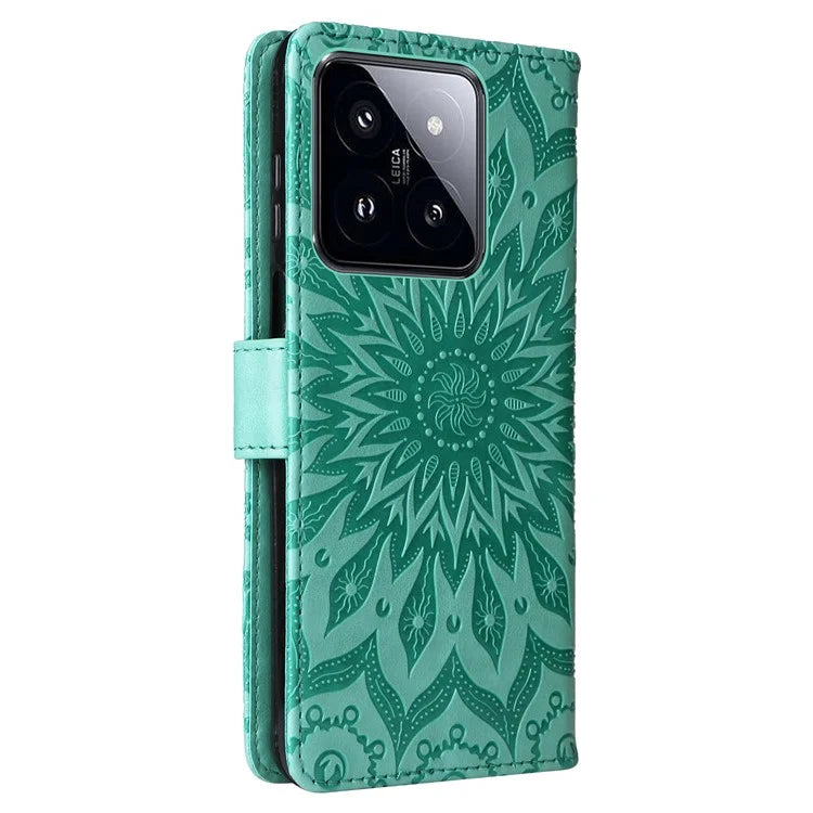 KT Imprinting Flower Series-1 For Xiaomi 14 Pro Magnetic Phone Case PU Leather Wallet Protective Cover
