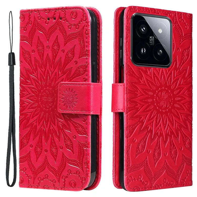 KT Imprinting Flower Series-1 For Xiaomi 14 Pro Magnetic Phone Case PU Leather Wallet Protective Cover