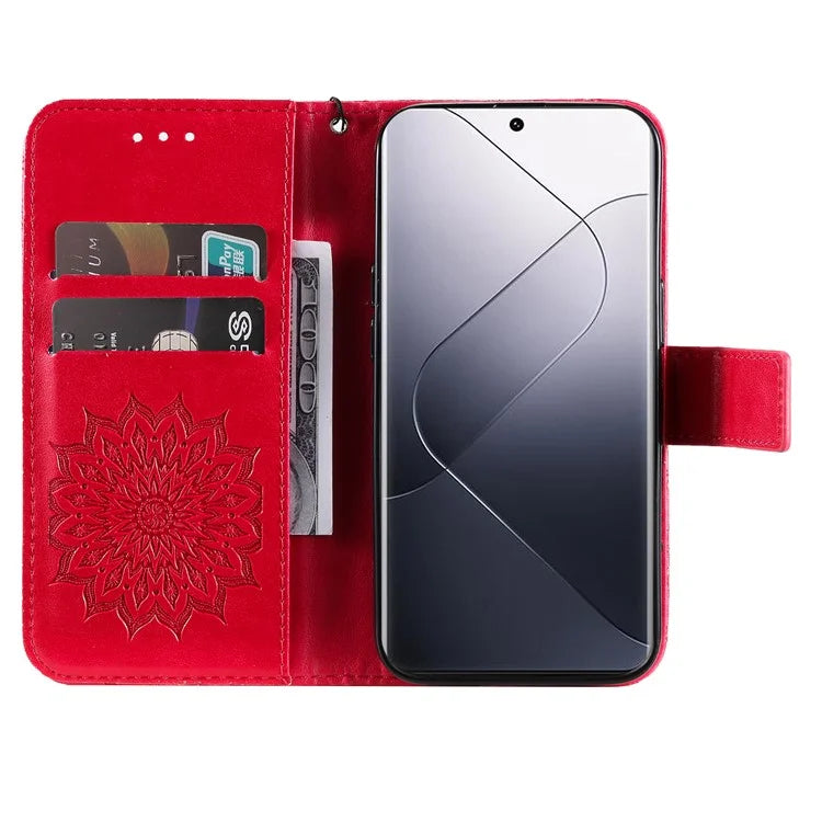 KT Imprinting Flower Series-1 For Xiaomi 14 Pro Magnetic Phone Case PU Leather Wallet Protective Cover
