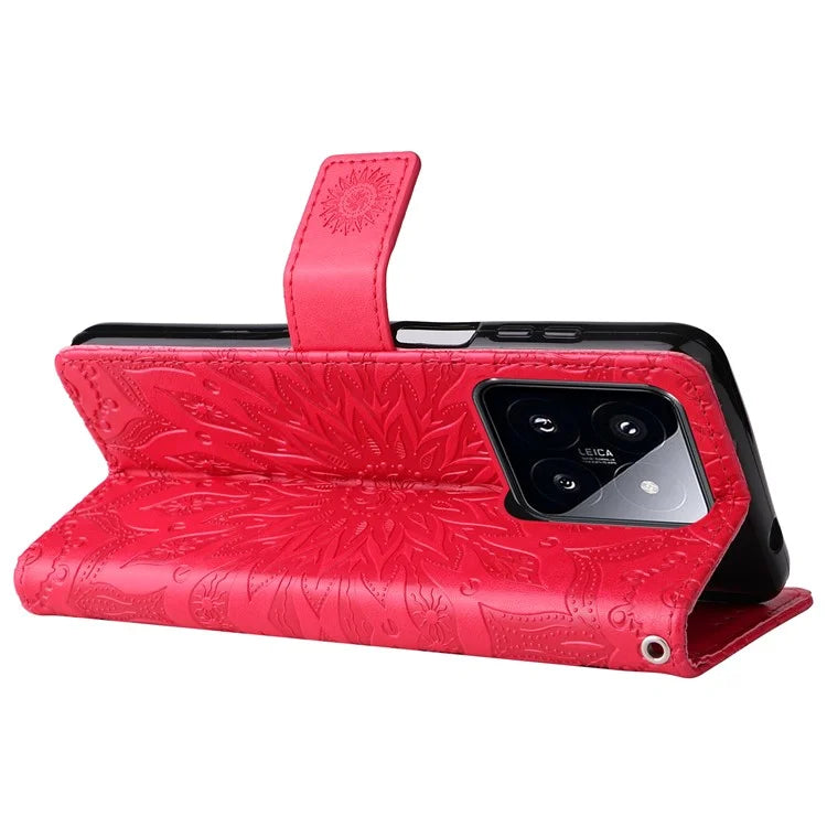KT Imprinting Flower Series-1 For Xiaomi 14 Pro Magnetic Phone Case PU Leather Wallet Protective Cover