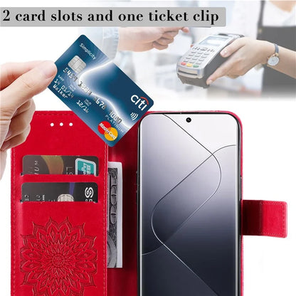 KT Imprinting Flower Series-1 For Xiaomi 14 Pro Magnetic Phone Case PU Leather Wallet Protective Cover