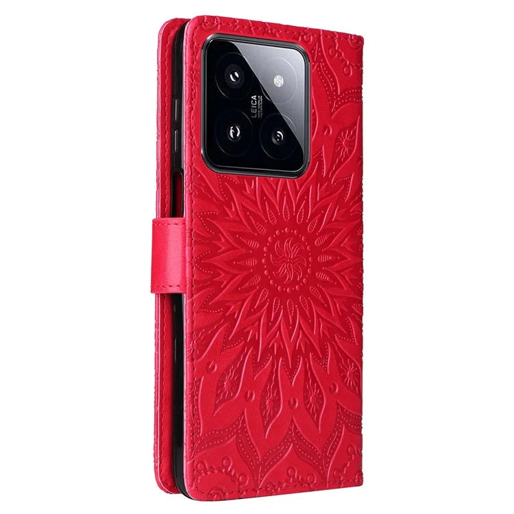 KT Imprinting Flower Series-1 For Xiaomi 14 Pro Magnetic Phone Case PU Leather Wallet Protective Cover