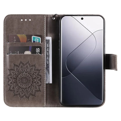 KT Imprinting Flower Series-1 For Xiaomi 14 Pro Magnetic Phone Case PU Leather Wallet Protective Cover