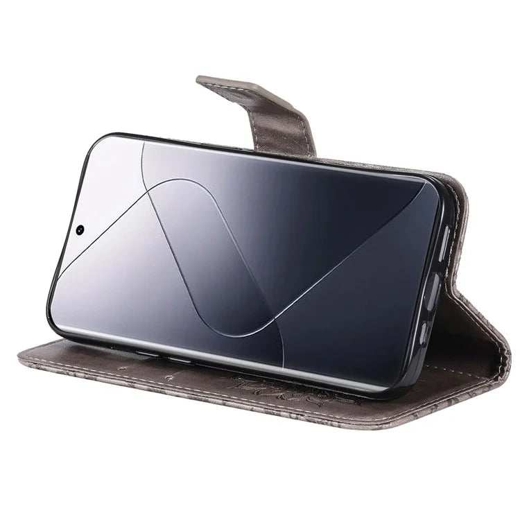 KT Imprinting Flower Series-1 For Xiaomi 14 Pro Magnetic Phone Case PU Leather Wallet Protective Cover