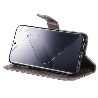 KT Imprinting Flower Series-1 For Xiaomi 14 Pro Magnetic Phone Case PU Leather Wallet Protective Cover