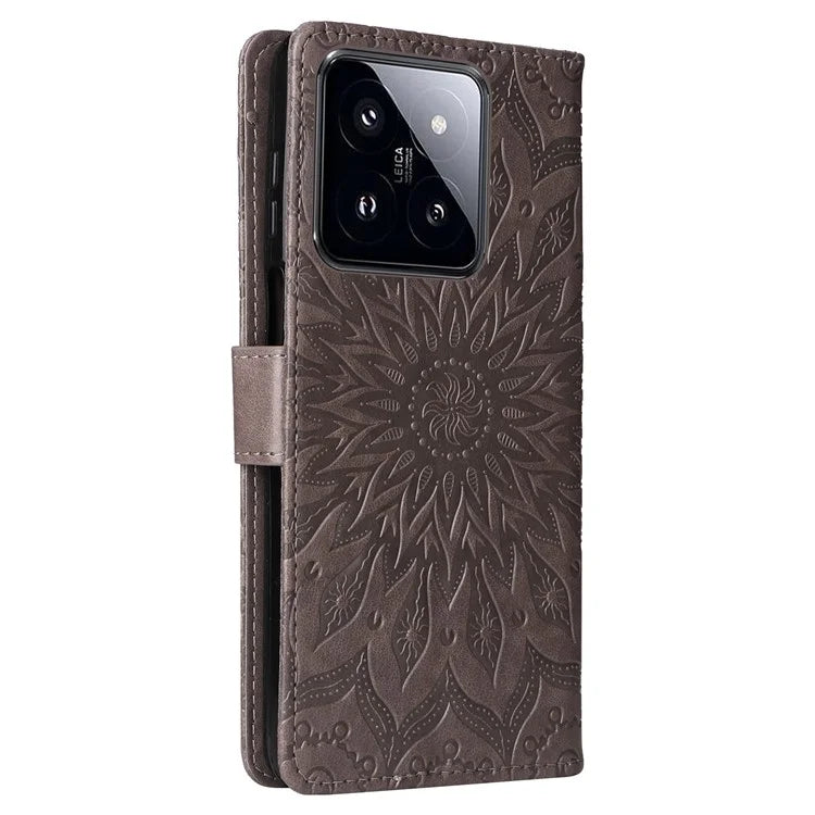 KT Imprinting Flower Series-1 For Xiaomi 14 Pro Magnetic Phone Case PU Leather Wallet Protective Cover