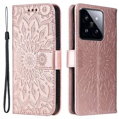 KT Imprinting Flower Series-1 For Xiaomi 14 Pro Magnetic Phone Case PU Leather Wallet Protective Cover