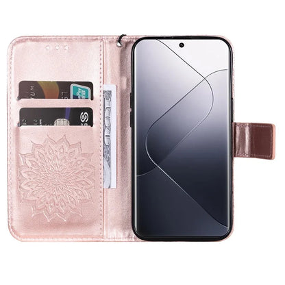 KT Imprinting Flower Series-1 For Xiaomi 14 Pro Magnetic Phone Case PU Leather Wallet Protective Cover