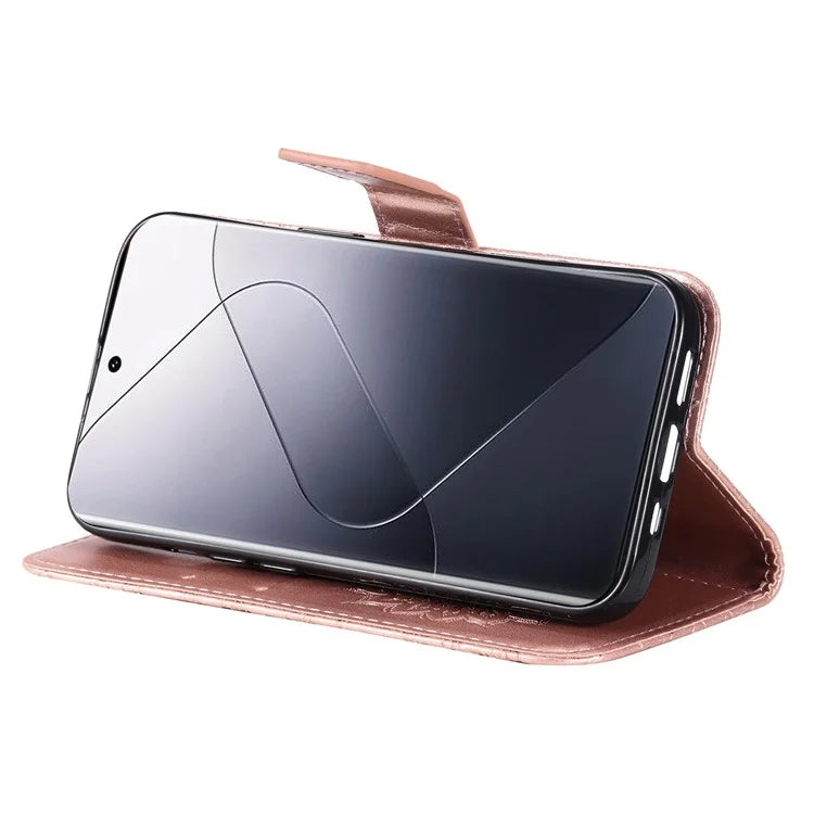 KT Imprinting Flower Series-1 For Xiaomi 14 Pro Magnetic Phone Case PU Leather Wallet Protective Cover