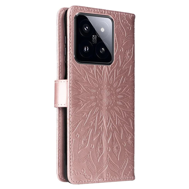 KT Imprinting Flower Series-1 For Xiaomi 14 Pro Magnetic Phone Case PU Leather Wallet Protective Cover