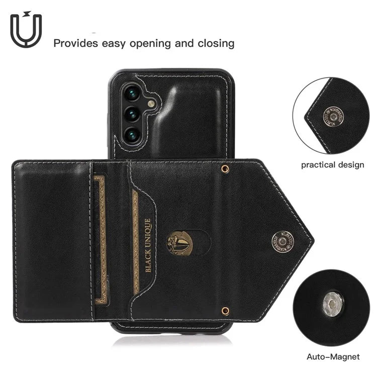 For Samsung Galaxy A05s 4G Case Card Holder Kickstand PU Leather+TPU Cover with Shoulder Strap