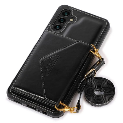 For Samsung Galaxy A05s 4G Case Card Holder Kickstand PU Leather+TPU Cover with Shoulder Strap
