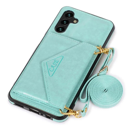 For Samsung Galaxy A05s 4G Case Card Holder Kickstand PU Leather+TPU Cover with Shoulder Strap