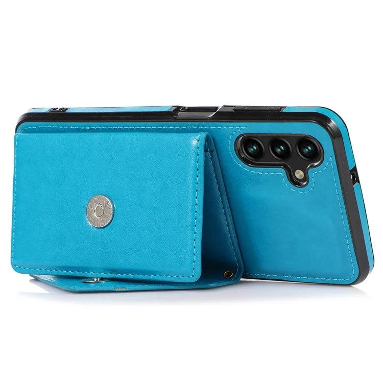 For Samsung Galaxy A05s 4G Case Card Holder Kickstand PU Leather+TPU Cover with Shoulder Strap