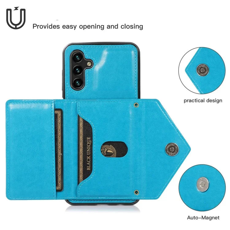 For Samsung Galaxy A05s 4G Case Card Holder Kickstand PU Leather+TPU Cover with Shoulder Strap