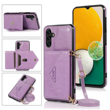 For Samsung Galaxy A05s 4G Case Card Holder Kickstand PU Leather+TPU Cover with Shoulder Strap