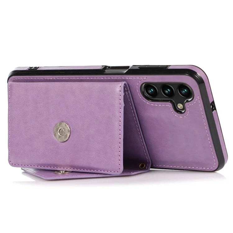 For Samsung Galaxy A05s 4G Case Card Holder Kickstand PU Leather+TPU Cover with Shoulder Strap
