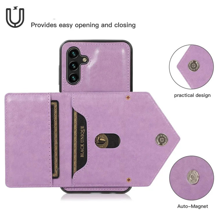 For Samsung Galaxy A05s 4G Case Card Holder Kickstand PU Leather+TPU Cover with Shoulder Strap
