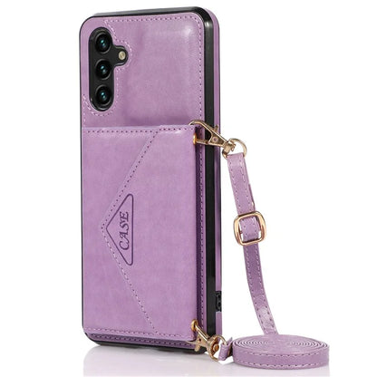For Samsung Galaxy A05s 4G Case Card Holder Kickstand PU Leather+TPU Cover with Shoulder Strap